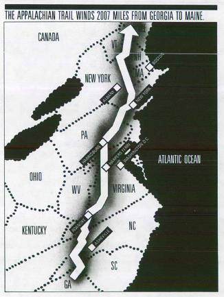 The Appalachian Trail winds 2007 miles from Georgia to Maine