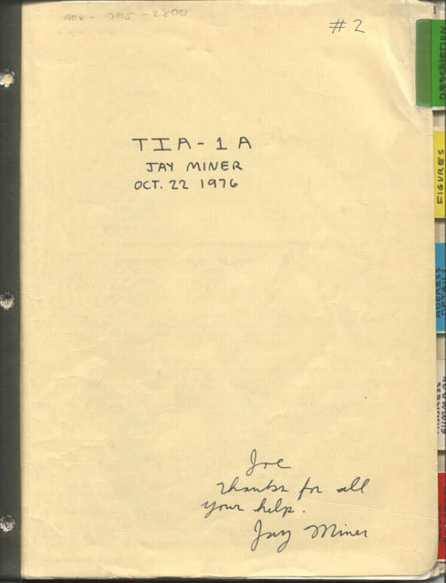 TIA-1A - Jay Miner - Oct. 22 1976 - Joe, Thanks for all your help, Jay Miner